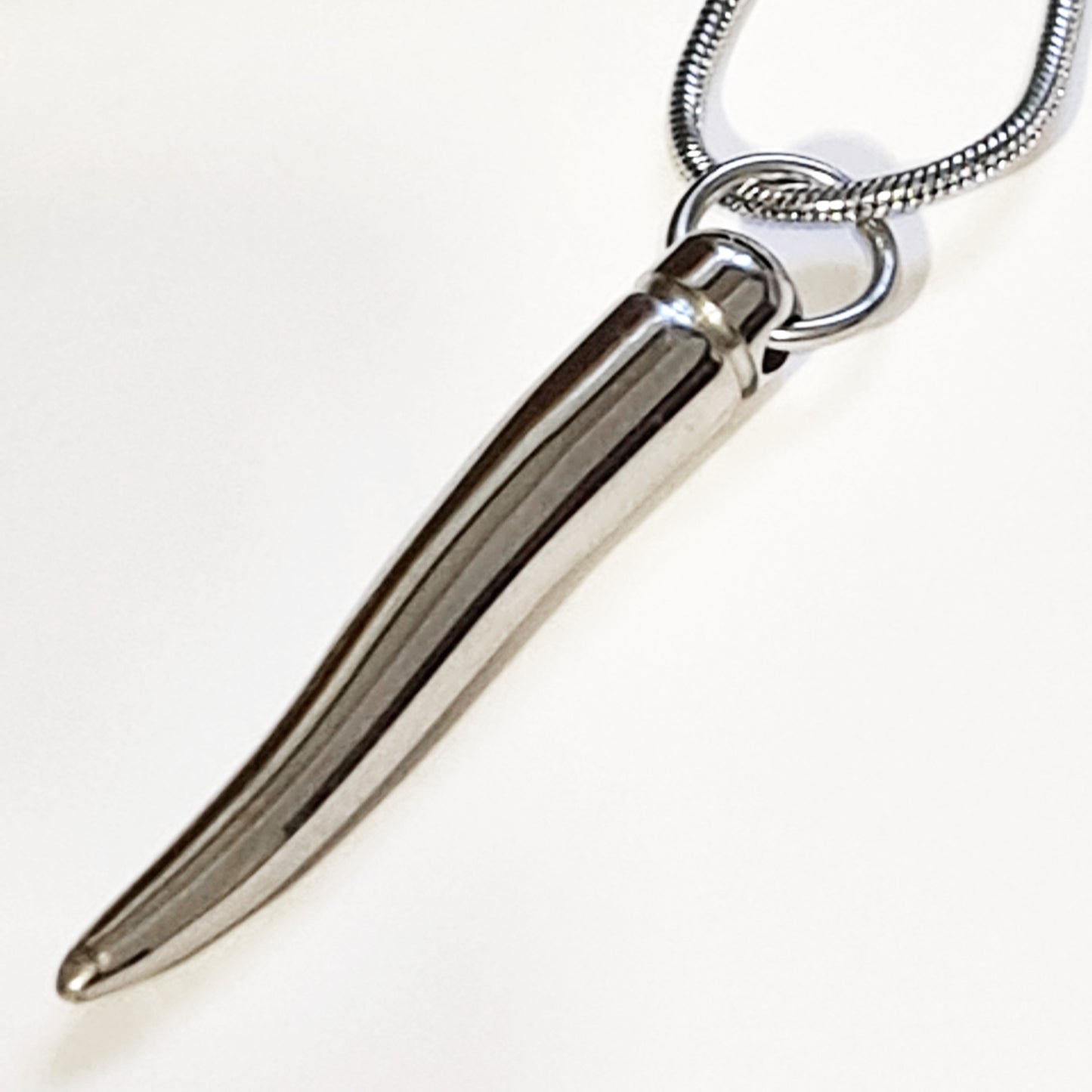 Stainless Steel Sabre Tooth Pendant with 20" snake chain and gift box