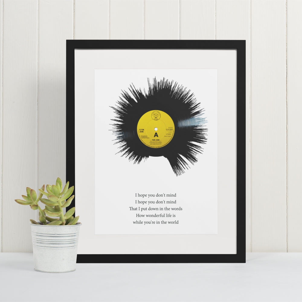 First dance wedding song vinyl style soundwave print
