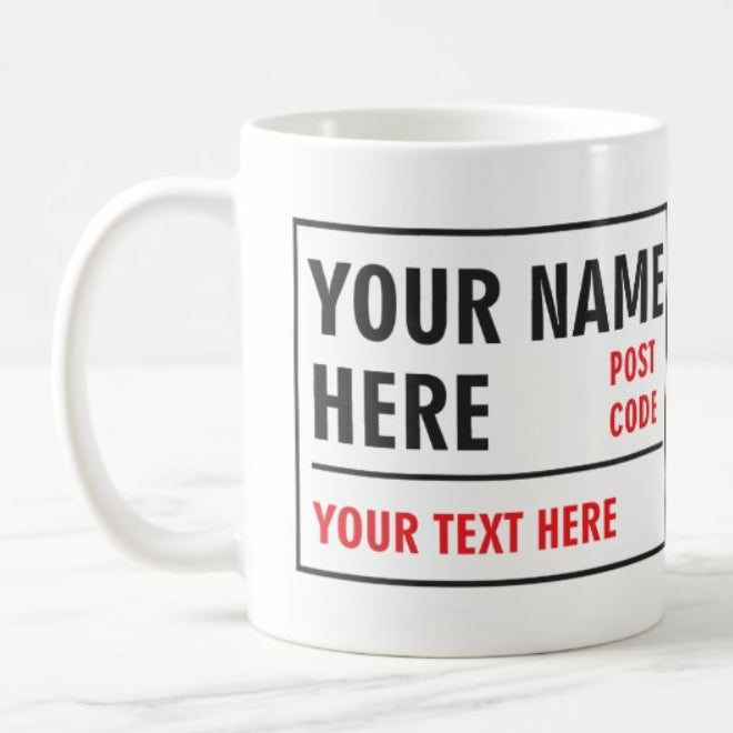 Personalised street sign mug example
