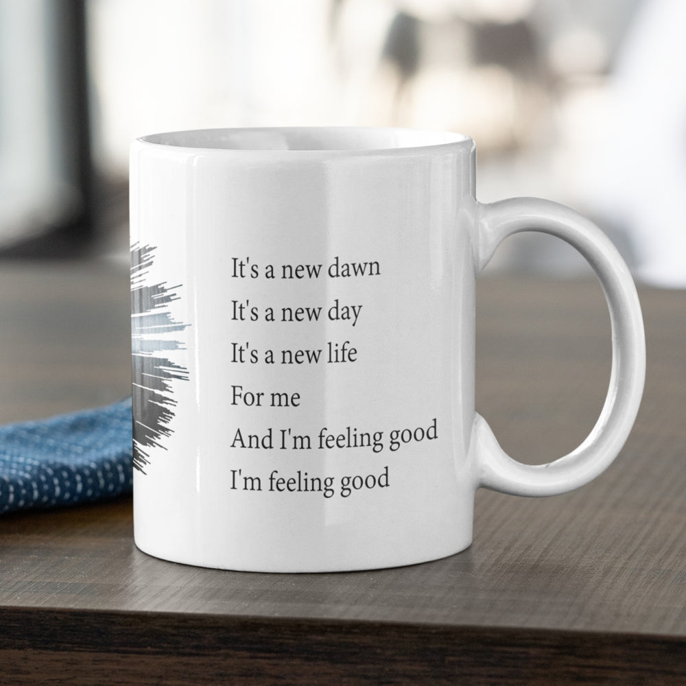 Personalised playable vinyl style soundwave art mug