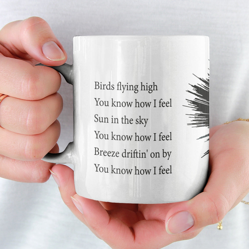 Personalised playable vinyl style soundwave art mug