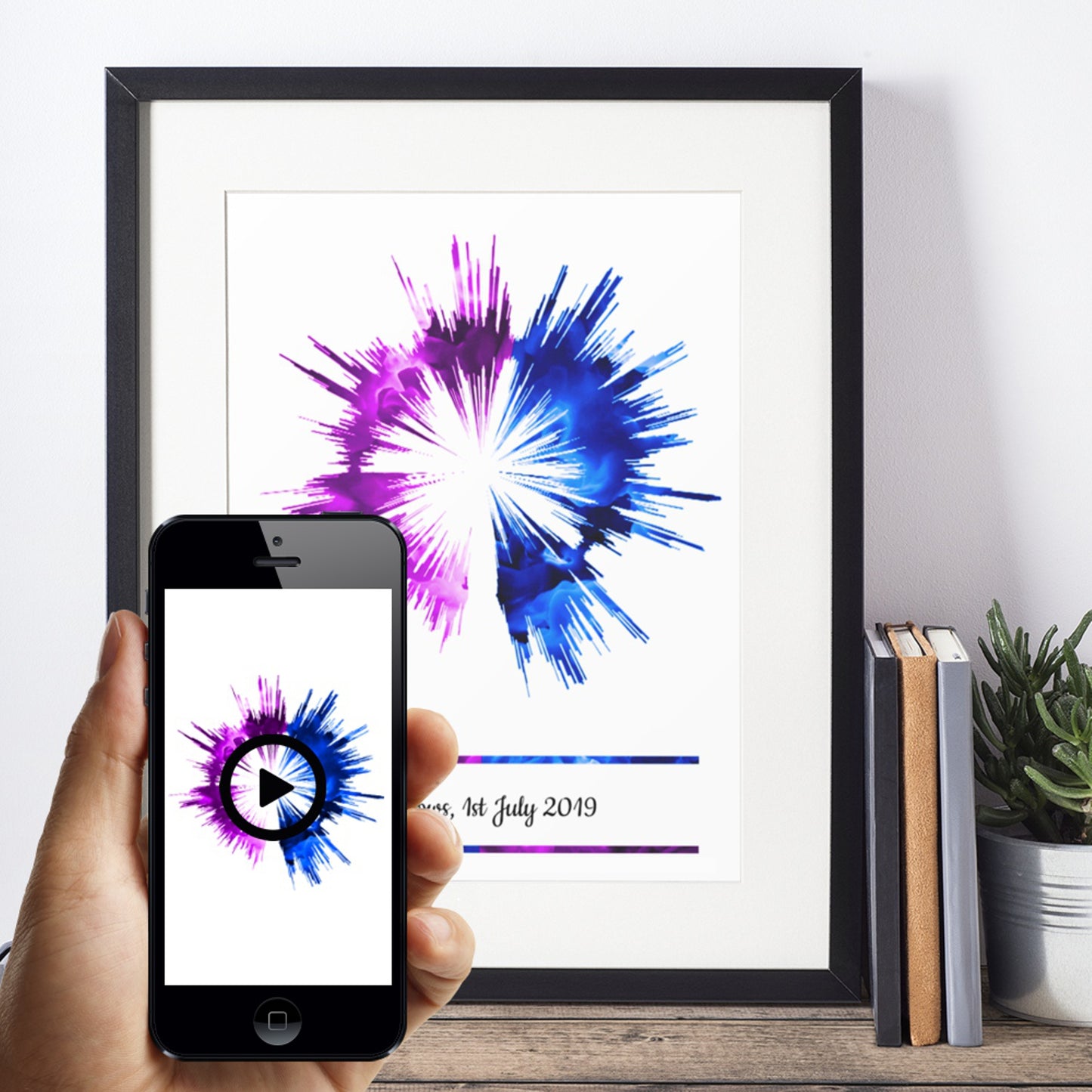 Wedding vows circular soundwave print playing app demo pic