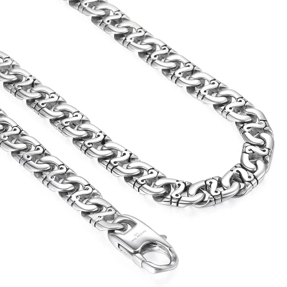 Stainless Steel 20" Flat Link Byzantine Style Necklace