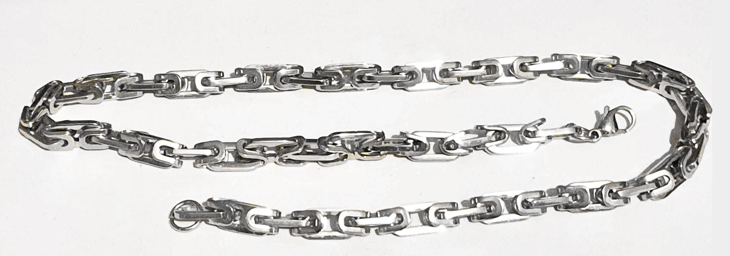 Stainless Steel 21" Single Link Byzantine Necklace