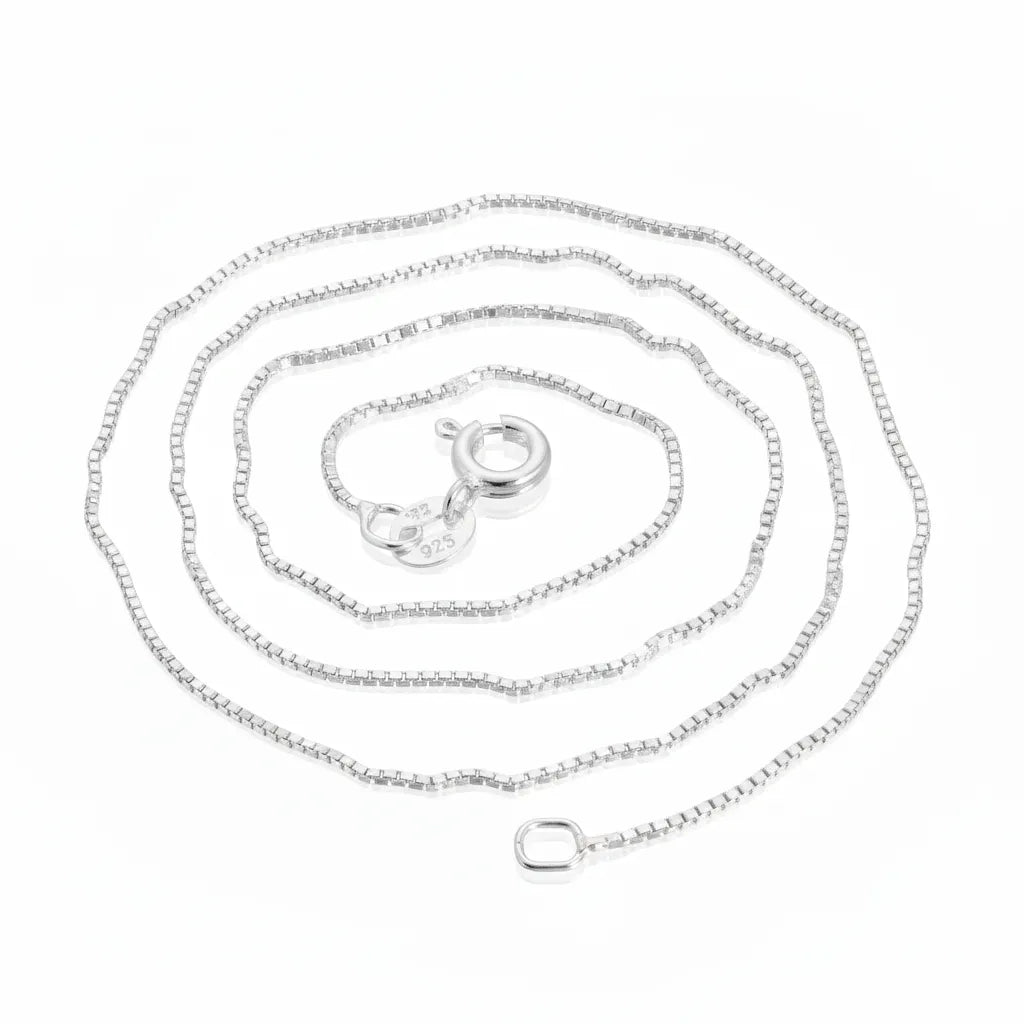 Sterling Silver Square Pendant with real gypsophila flowers & box chain