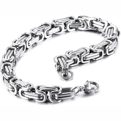 Stainless Steel 8.5" Byzantine Double Link Bracelet