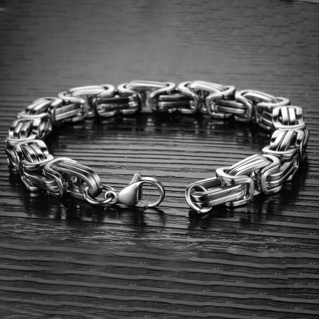 Stainless Steel 8.5" Byzantine Double Link Bracelet