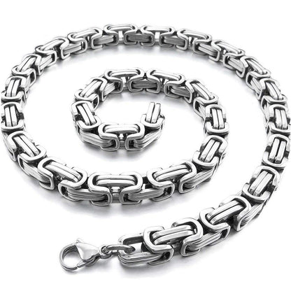 Stainless Steel 20" Double Link Byzantine Necklace