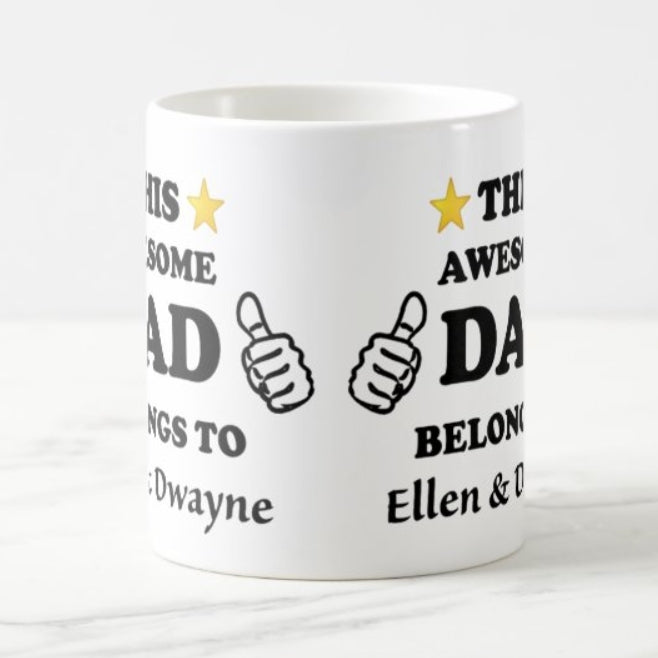 Awesome dad personalised mug front view