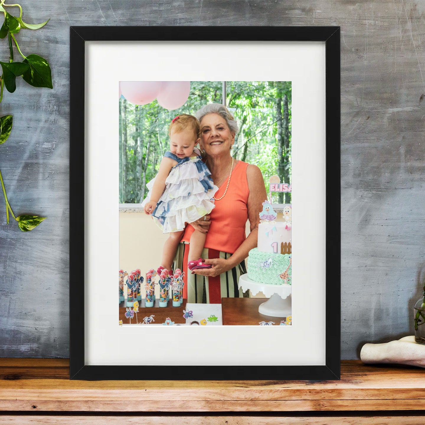 birthday party interactive photo print baby and grandma