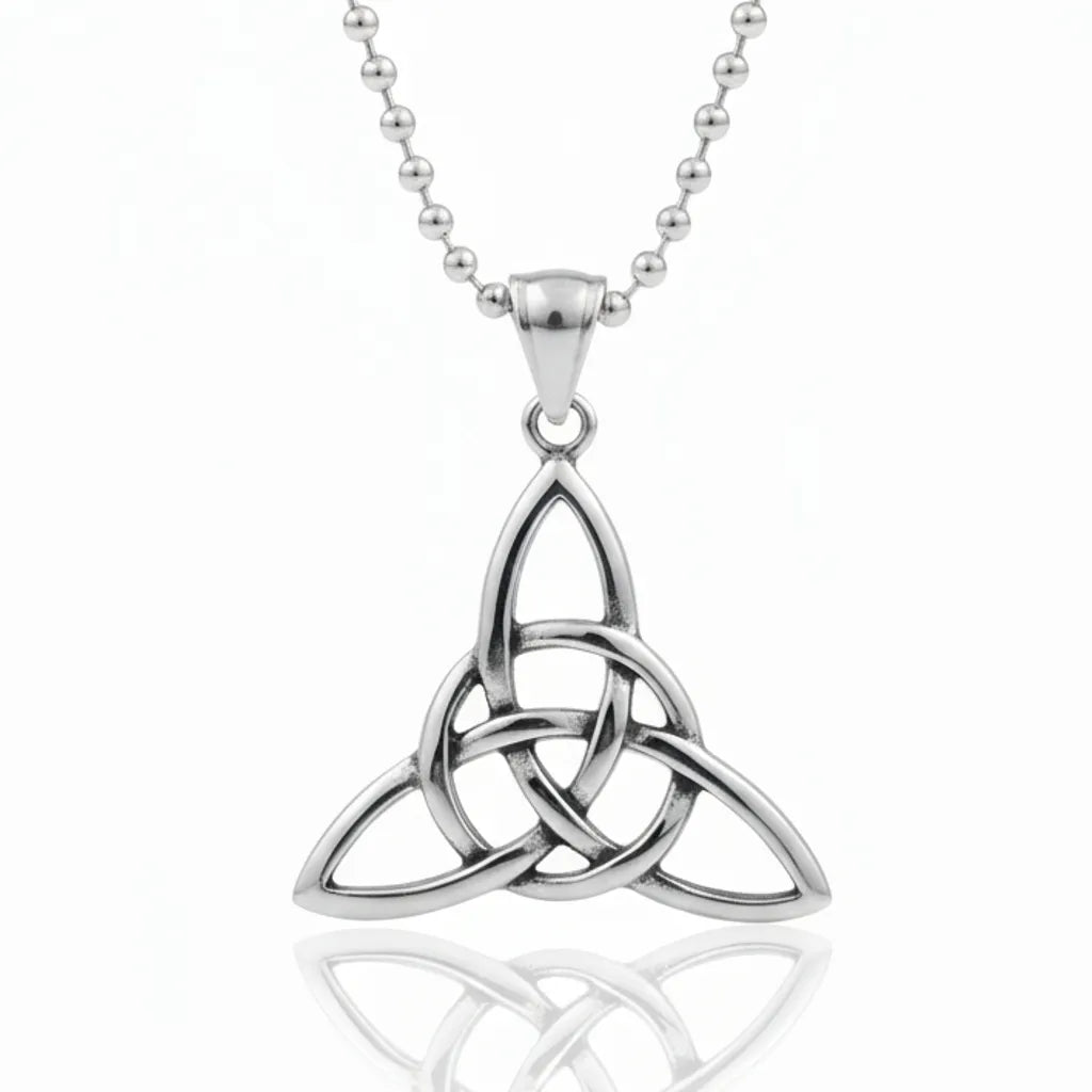 Stainless Steel Celtic Knot Triqueta Trinity Pendant with 20" ball chain & gift box