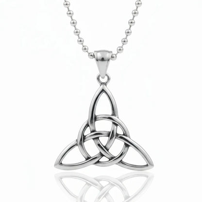 Stainless Steel Celtic Knot Triqueta Trinity Pendant with 20" ball chain & gift box