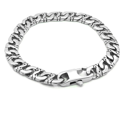 Stainless Steel 9" Flat Link Byzantine Style Bracelet