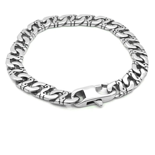 Stainless Steel 9" Flat Link Byzantine Style Bracelet