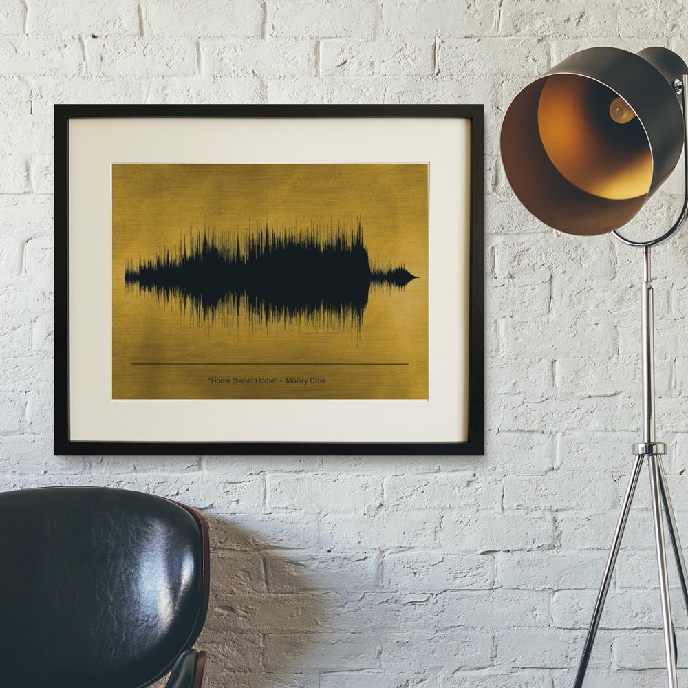 Favourite song soundwave art print on gold effect background