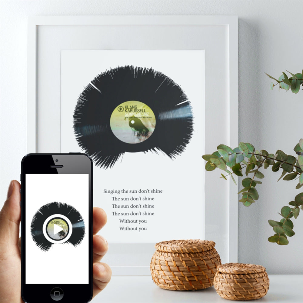 Vinyl style playable soundwave print app demo pic