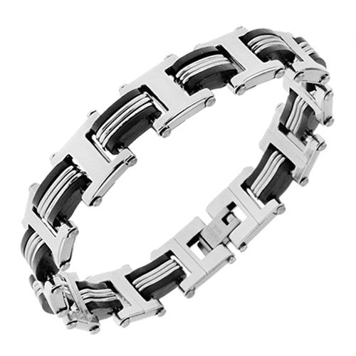 Stainless Steel 8.5" H Link Layered Bracelet