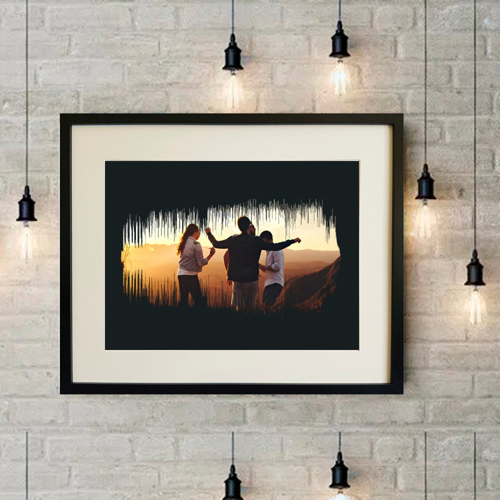 Holiday memories soundwave print with black background