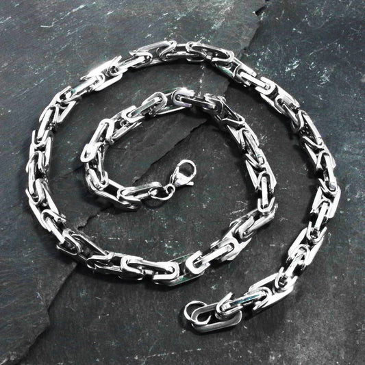 Stainless Steel 21" Single Link Byzantine Necklace