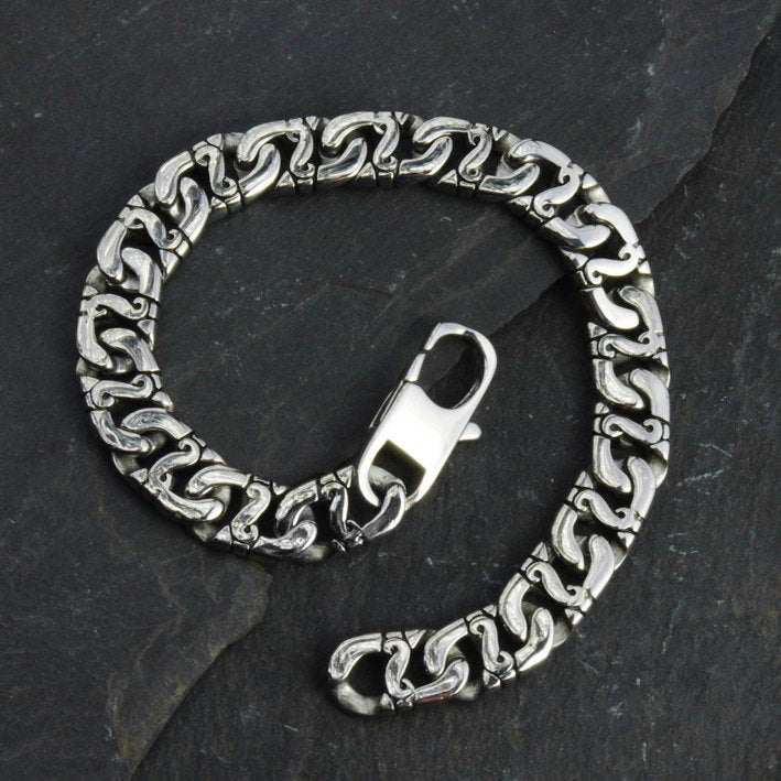Stainless Steel 9" Flat Link Byzantian Style Bracelet