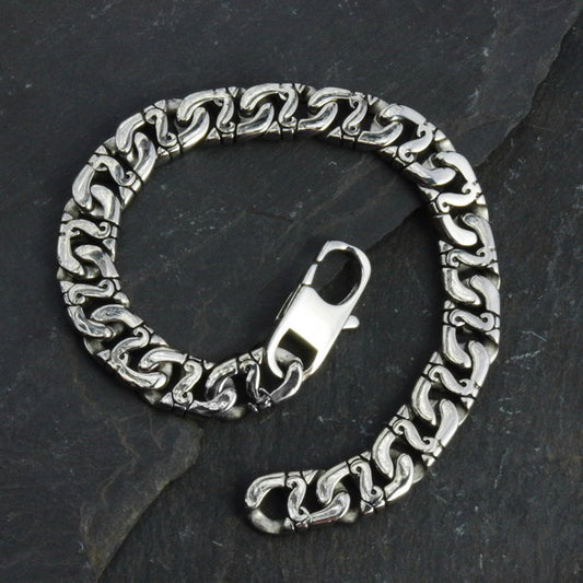 Stainless Steel 9" Flat Link Byzantine Style Bracelet