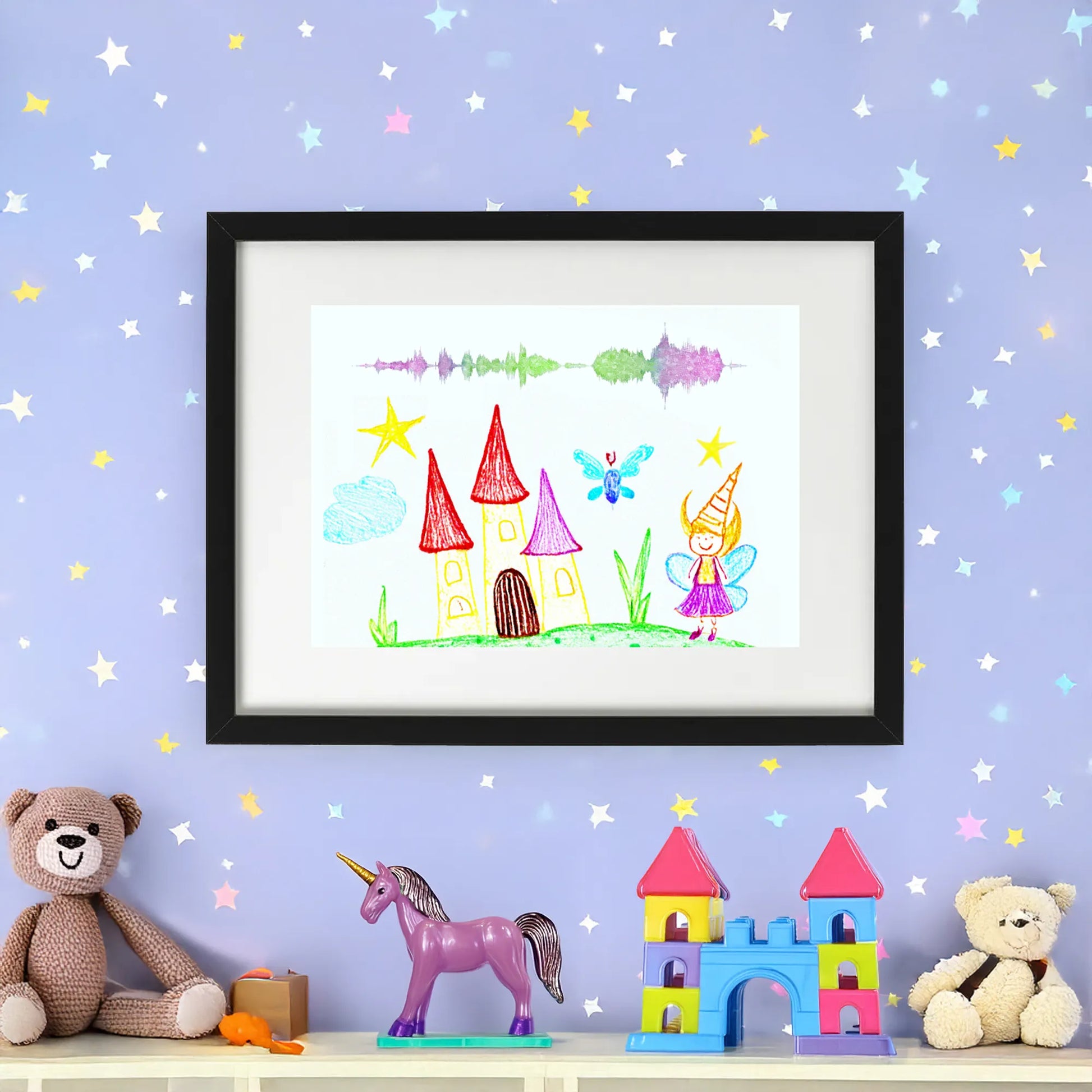 Kids art castle fairy soundwave print