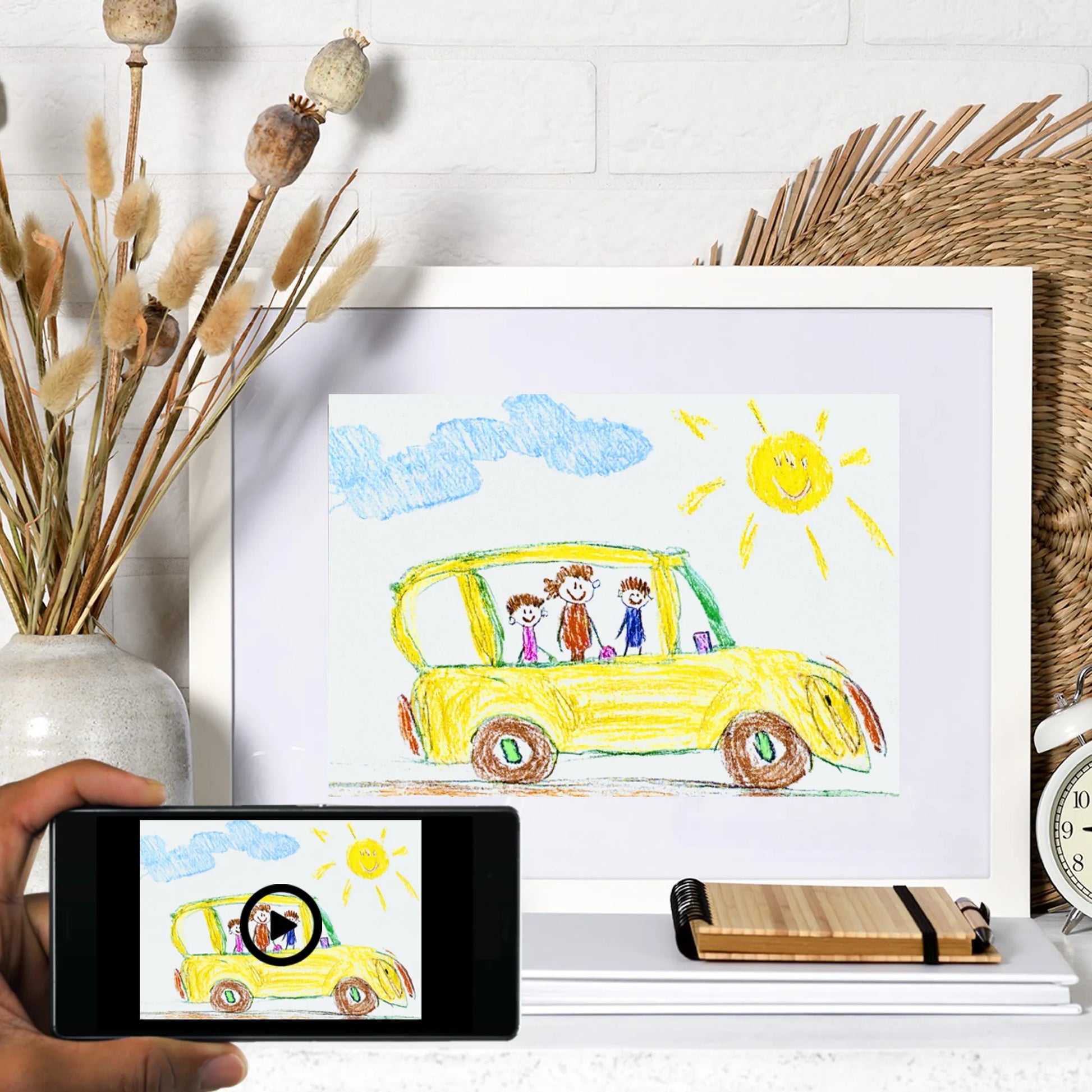 Kids art family in car interactive print