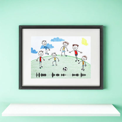 Kids art football soundwave print