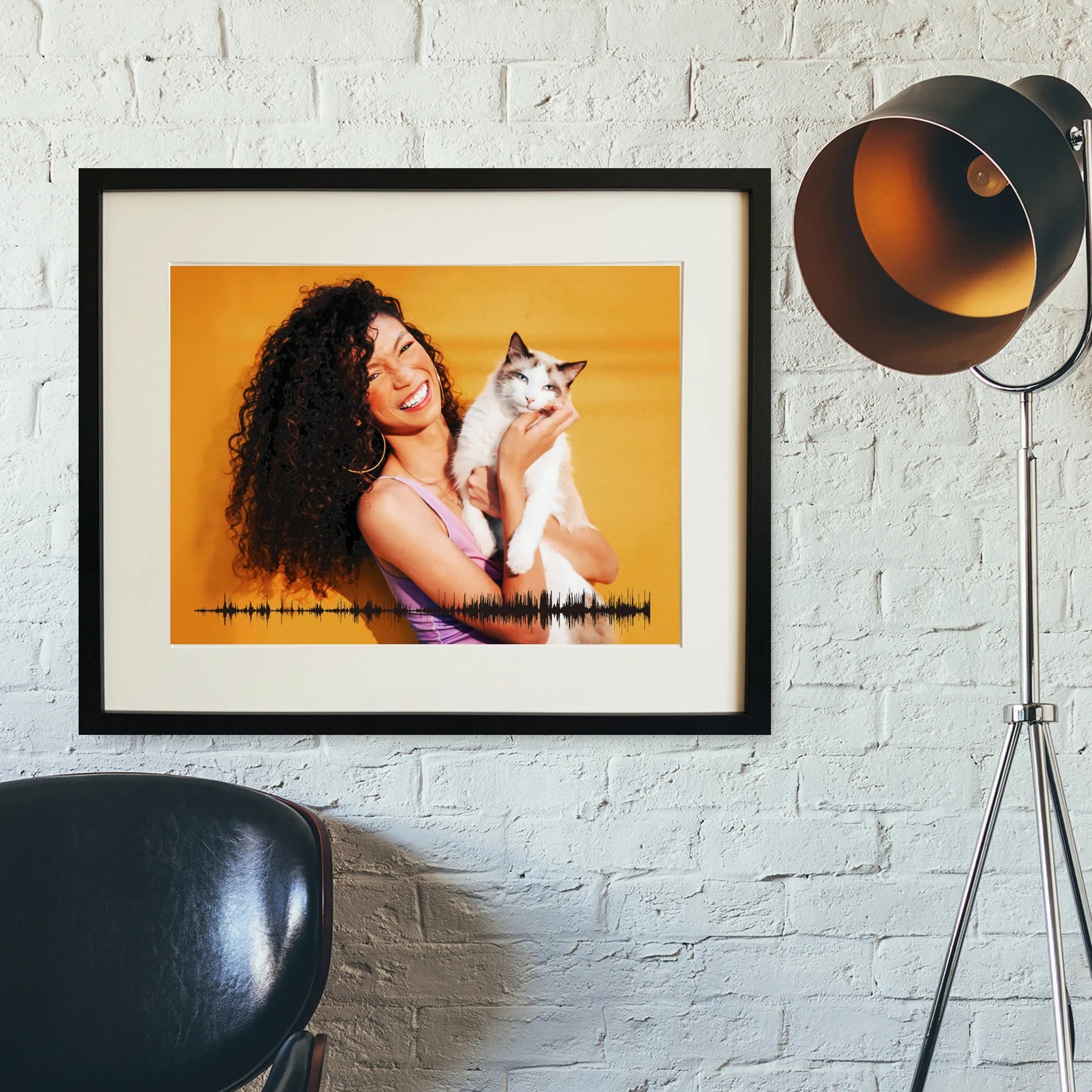 Mother's day soundwave art print with cat