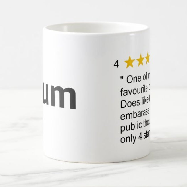 Personalised mum review mug front view