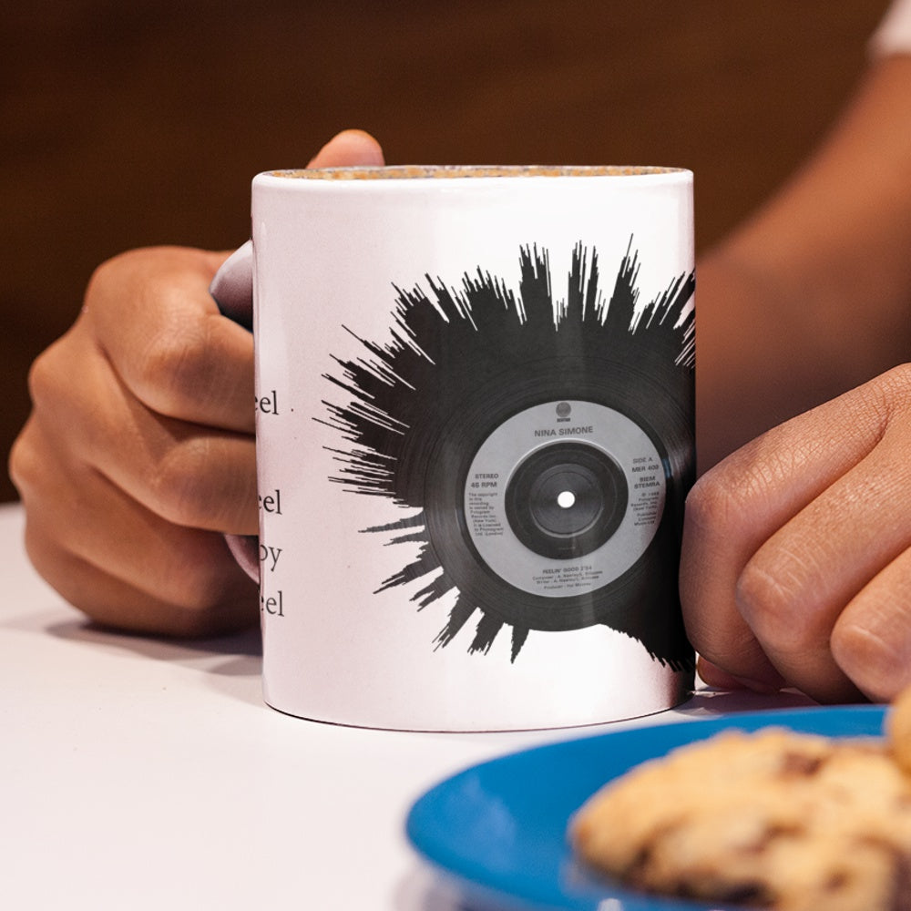 Personalised playable vinyl style soundwave art mug