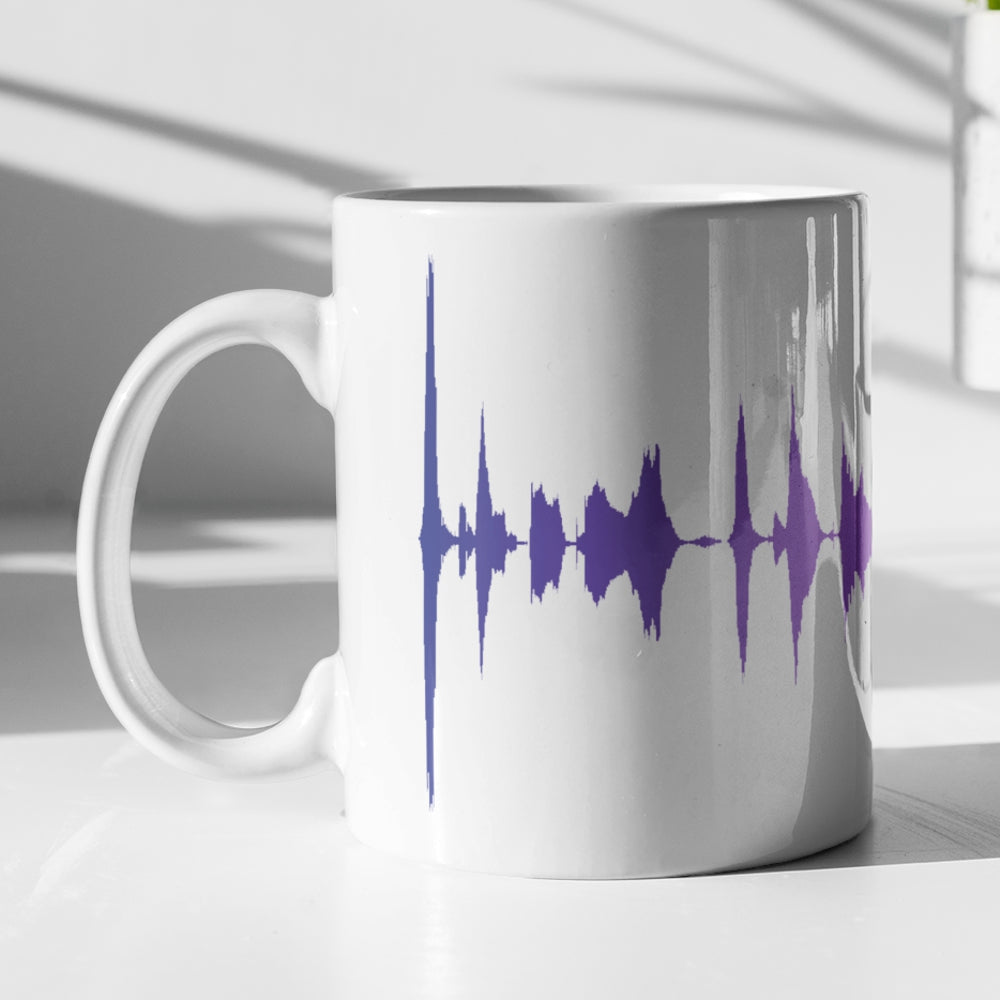 Personalised voice message soundwave art mug
