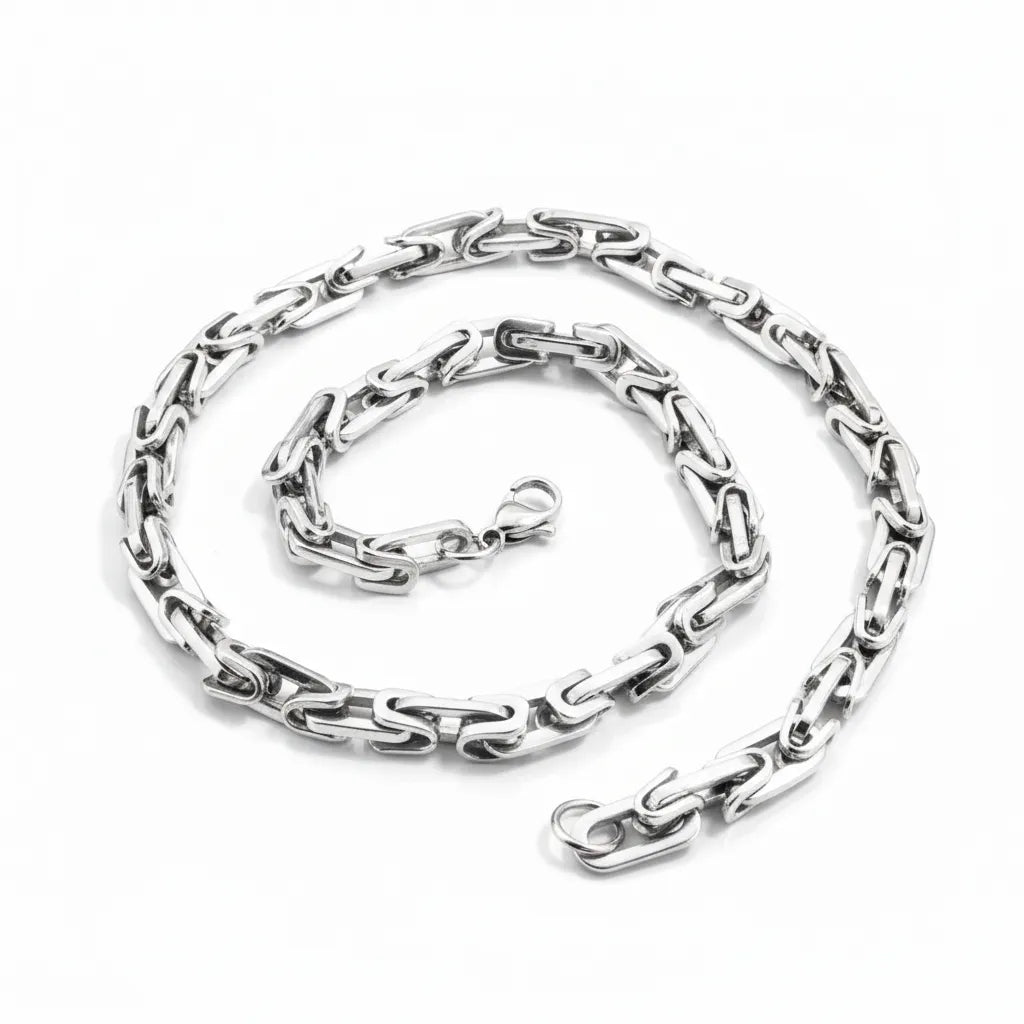 Stainless Steel 21" Single Link Byzantine Necklace
