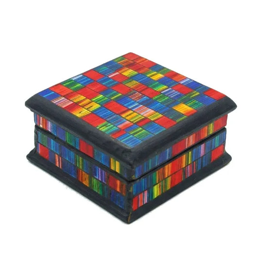 Small Fair Trade Rainbow Spectrum Tile Jewellery Box