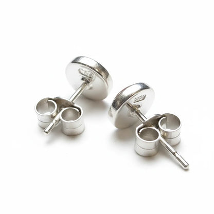 Sterling Silver Small Stud Earrings with handpainted yellow/green resin inset