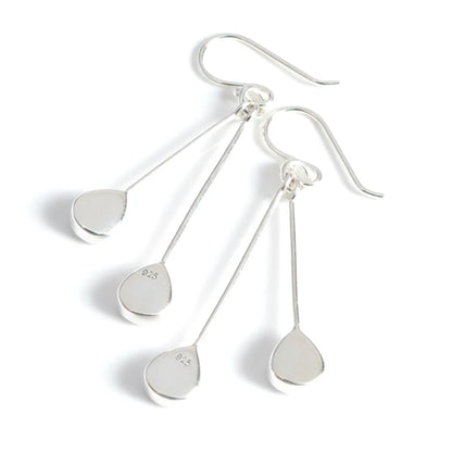 Sterling Silver Teardrop Earrings with handpainted dark blue resin inset