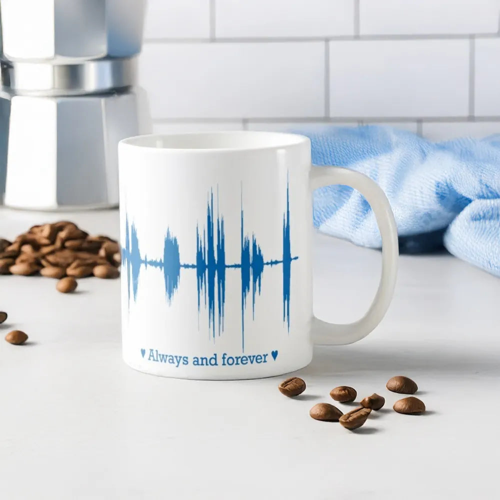 Valentine's Day Personalised Voice Message Playable Soundwave Art Mug