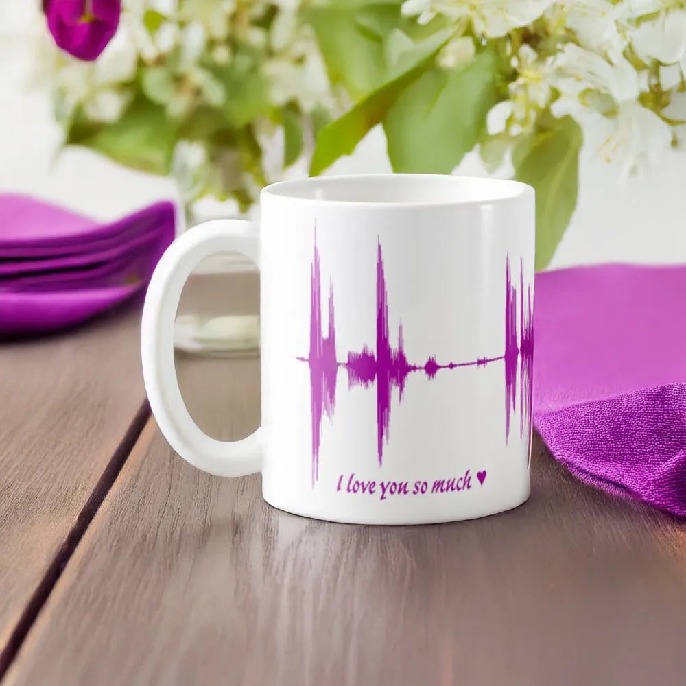 Valentine's Day Personalised Voice Message Playable Soundwave Art Mug