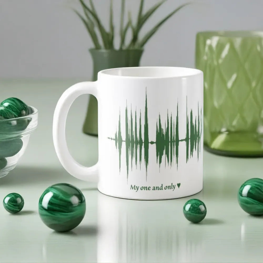 Valentine's Day Personalised Voice Message Playable Soundwave Art Mug