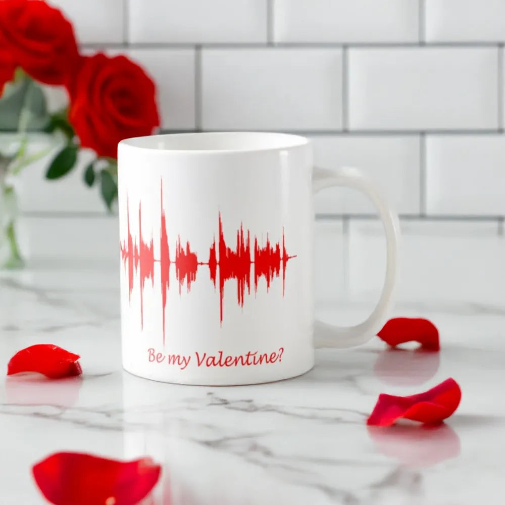 Valentine's Day Personalised Voice Message Playable Soundwave Art Mug