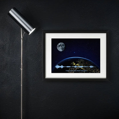 Valentines day soundwave art print moon design