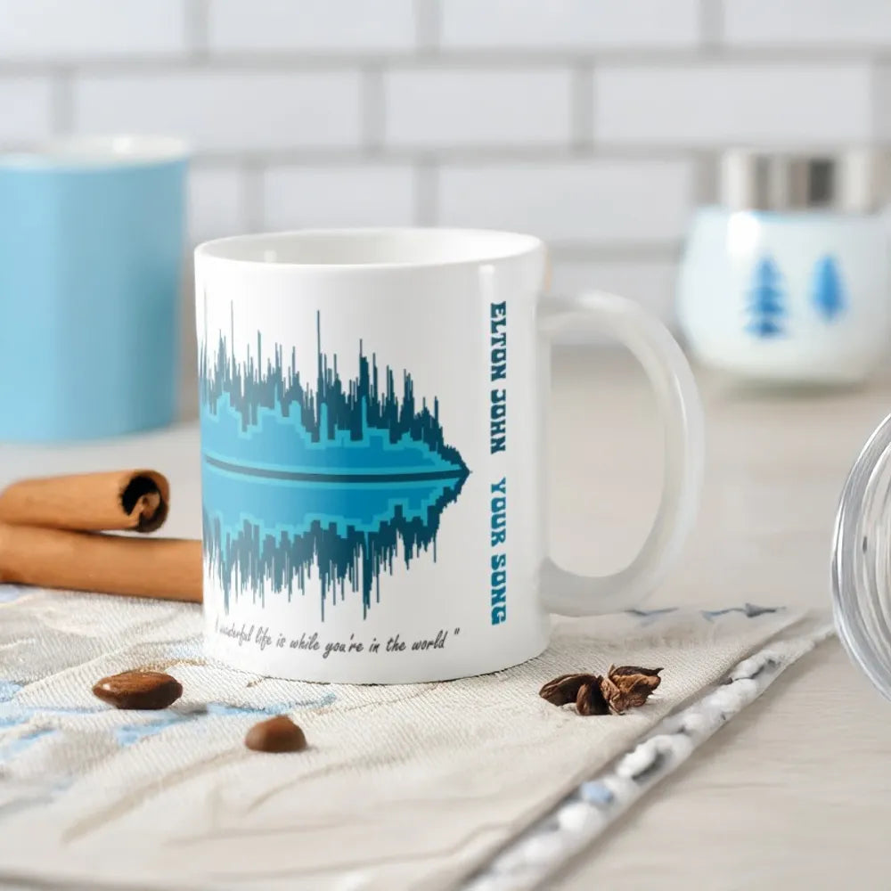 Valentine's Day Personalised Love Song Playable Soundwave Art Mug
