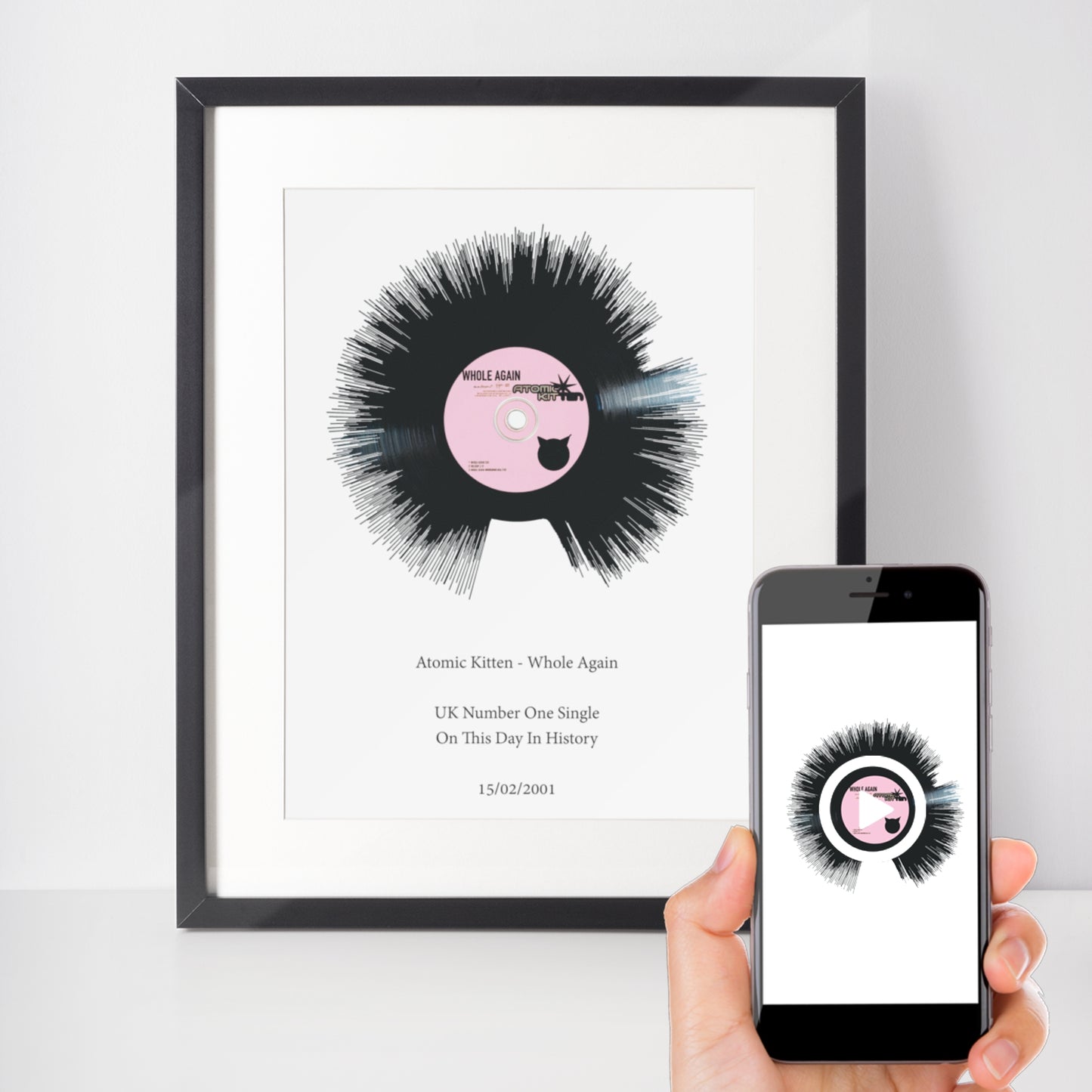 Playable vinyl style soundwave art print app demo pic