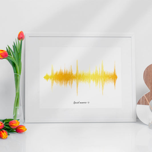 Gold effect voice message soundwave art print