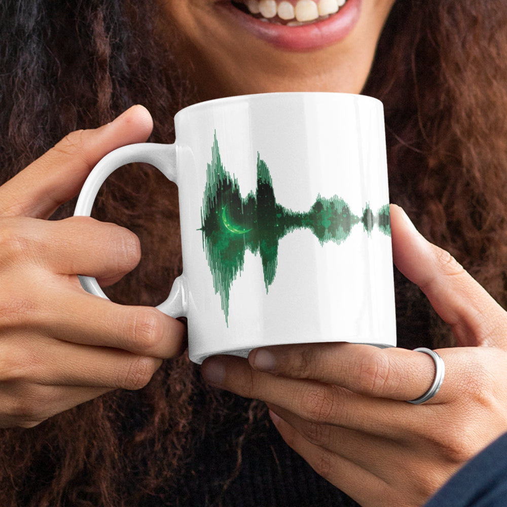 Personalised voice message soundwave art mug