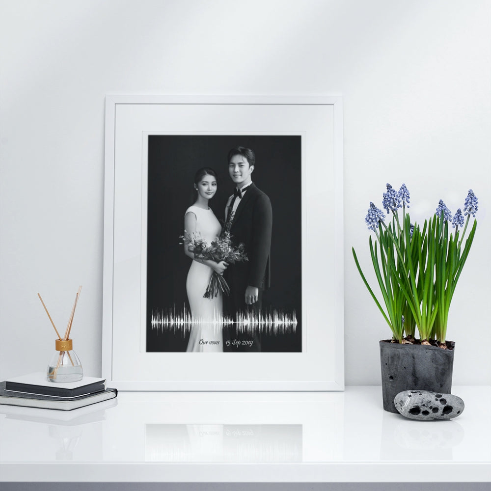 Wedding vows soundwave print with pic