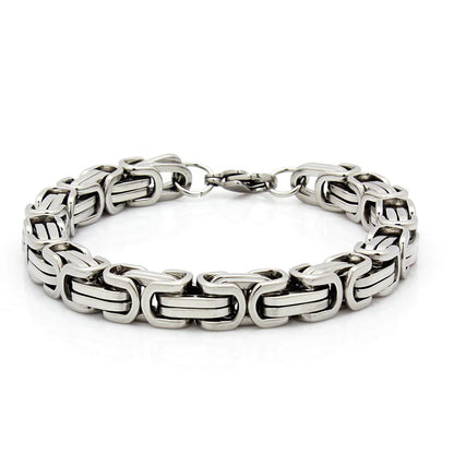 Stainless Steel 8.5" Byzantine Double Link Bracelet