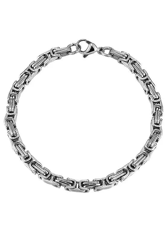 Stainless Steel 8.5" Byzantine Double Link Bracelet