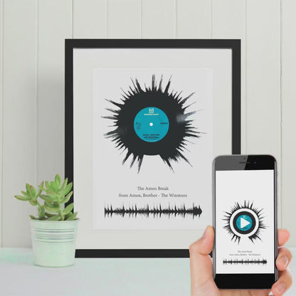 Vinyl Record Style Favourite Song Playable Soundwave Art Print